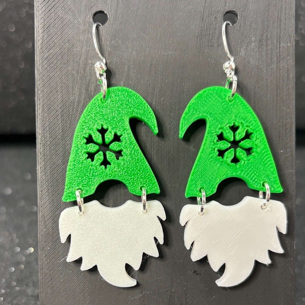 🎄 Green Hat Christmas Gnome Earrings 🎅✨
